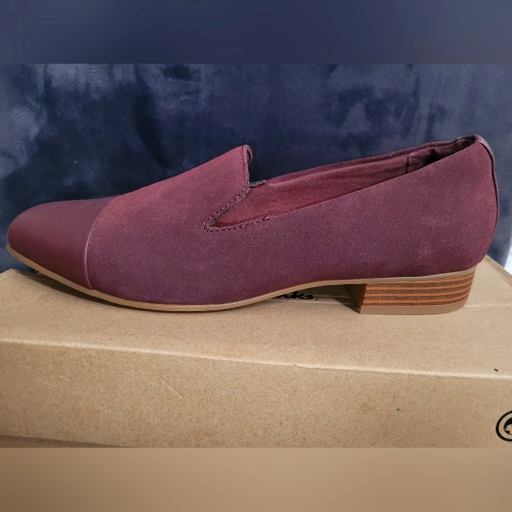 Burgundy suede women’s loafers
